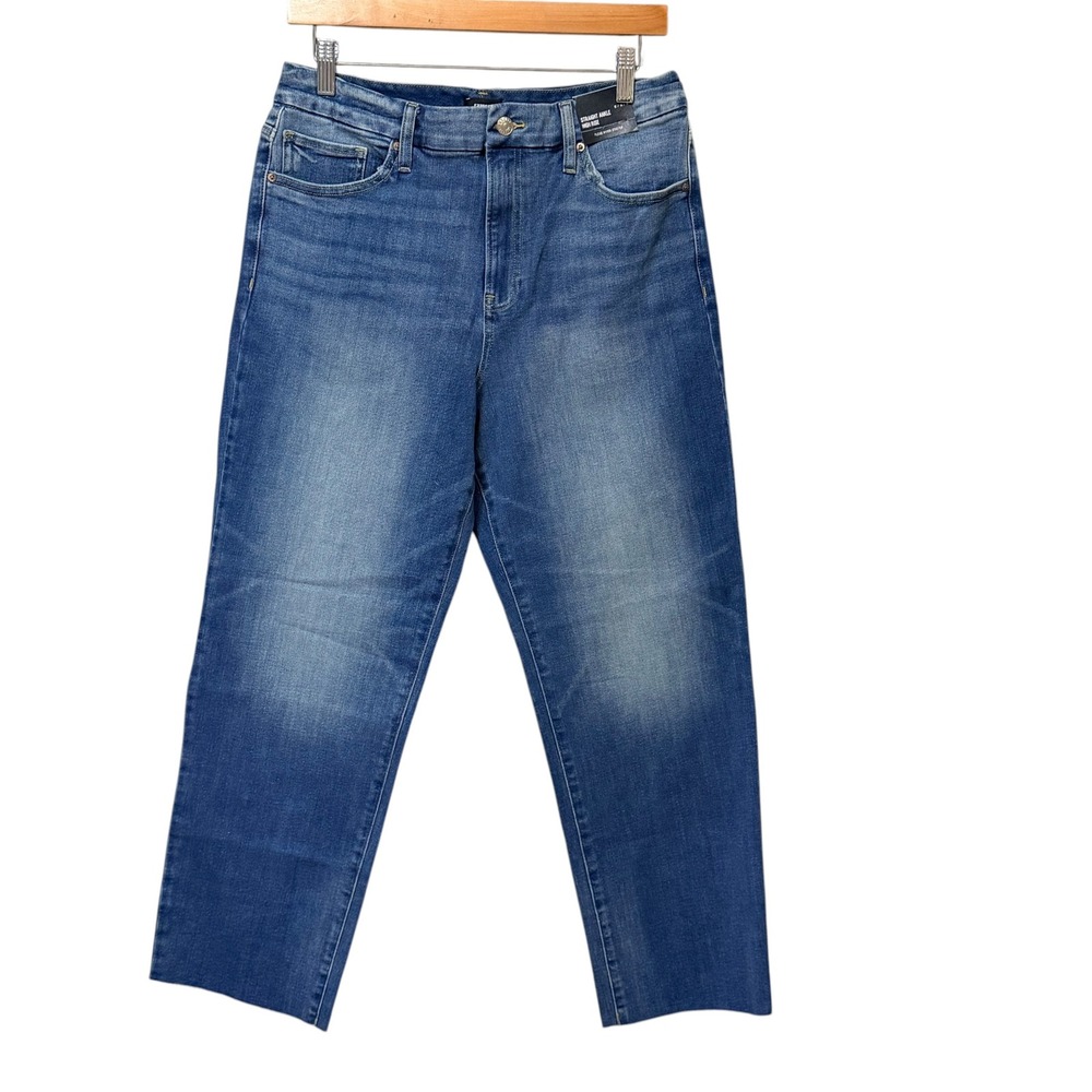 Express Straight Ankle High Rise Jeans Flexx Hyper Stretch Medium Wash Size L